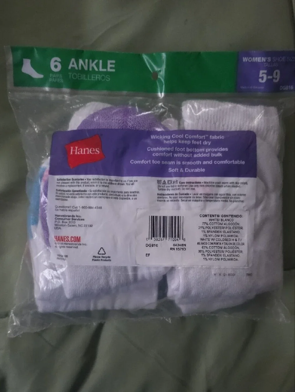 Hanes Women's White Ankle Socks 6-Pack